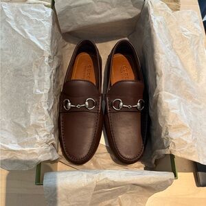 Gucci Brown Leather Loafers with Horsebit Detail Like new condition